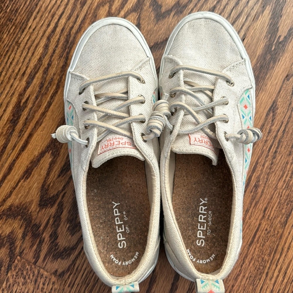 Sperry Slide On Linen Sneakers
